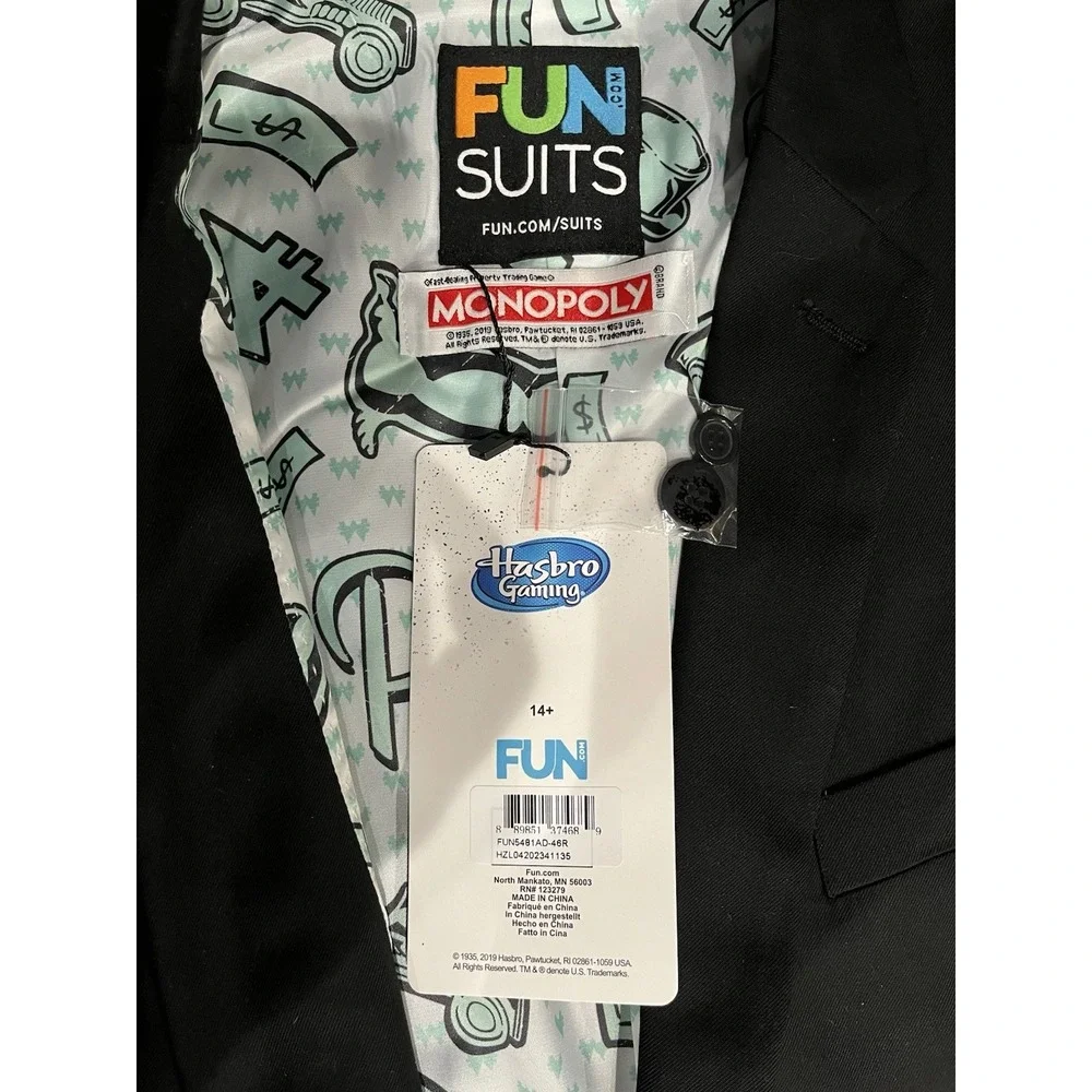 NWT Men's Sz 46R‎ Monopoly Themed Blazer.